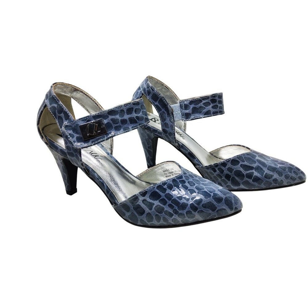 Bellini Women's Blue Animal Print PU Upper/Lining Pointed Toe Sling Back Pump's